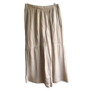 Giorgio Armani Silk Crepe Chiffon Palazzo Pants Size 46 Cream Wide Leg High Rise